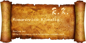 Romanovics Klaudia névjegykártya